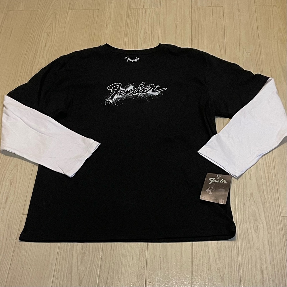 NWT Fender Rock and Roll Lifestyle Black and White Long Sleeve T-Shirt Size  XXL